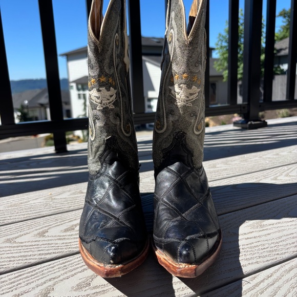 El General 1901 Western Cowboy Outdoor Rodeo Boots Black Leather Men's Size 7 - Picture 5 of 11